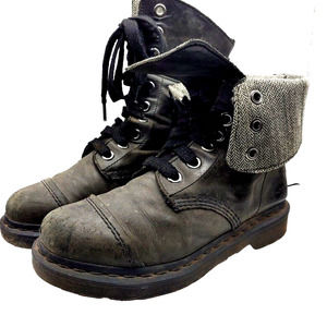 Dr Marten Aimilita Leather Fold Down Lined Combat Boots US 7 Darkened Mirage